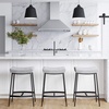image:imageArlo Modern Backless Upholstered Kitchen Counter Bar Stool with DoubleLayered Saddle Seat and Black Metal Base BrownMatte Black Set of 2Feather GrayMatte Black