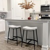 image:imageArlo Modern Backless Upholstered Kitchen Counter Bar Stool with DoubleLayered Saddle Seat and Black Metal Base BrownMatte Black Set of 2Feather GrayMatte Black