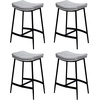 image:imageArlo Modern Backless Upholstered Kitchen Counter Bar Stool with DoubleLayered Saddle Seat and Black Metal Base BrownMatte Black Set of 2Feather GrayMatte Black