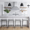 image:imageArlo Modern Backless Upholstered Kitchen Counter Bar Stool with DoubleLayered Saddle Seat and Black Metal Base BrownMatte Black Set of 2Feather GrayMatte Black
