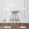 image:imageArlo Modern Backless Upholstered Kitchen Counter Bar Stool with DoubleLayered Saddle Seat and Black Metal Base BrownMatte Black Set of 2Light GreyBlack