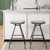 image:imageArlo Modern Backless Upholstered Kitchen Counter Bar Stool with DoubleLayered Saddle Seat and Black Metal Base BrownMatte Black Set of 2Light GreyBlack