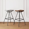 image:imageArlo Modern Backless Upholstered Kitchen Counter Bar Stool with DoubleLayered Saddle Seat and Black Metal Base BrownMatte Black Set of 2Light GreyBlack