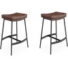 image:imageArlo Modern Backless Upholstered Kitchen Counter Bar Stool with DoubleLayered Saddle Seat and Black Metal Base BrownMatte Black Set of 2Vintaged BrownMatte Black