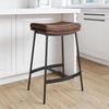 image:imageArlo Modern Backless Upholstered Kitchen Counter Bar Stool with DoubleLayered Saddle Seat and Black Metal Base BrownMatte Black Set of 2Vintaged BrownMatte Black