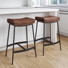 image:imageArlo Modern Backless Upholstered Kitchen Counter Bar Stool with DoubleLayered Saddle Seat and Black Metal Base BrownMatte Black Set of 2Vintaged BrownMatte Black