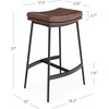 image:imageArlo Modern Backless Upholstered Kitchen Counter Bar Stool with DoubleLayered Saddle Seat and Black Metal Base BrownMatte Black Set of 2Vintaged BrownMatte Black