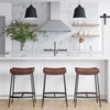 image:imageArlo Modern Backless Upholstered Kitchen Counter Bar Stool with DoubleLayered Saddle Seat and Black Metal Base BrownMatte Black Set of 2Vintaged BrownMatte Black