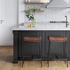 image:imageArlo Modern Backless Upholstered Kitchen Counter Bar Stool with DoubleLayered Saddle Seat and Black Metal Base BrownMatte Black Set of 2Vintaged BrownMatte Black