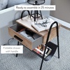 image:imageNathan James 32502 Hugo Wood Nightstand Rustic Accent End or Side Table with Drawer Durable Black Metal Frame amp Leather Hammock GrayBlackBrown