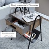 image:imageNathan James 32502 Hugo Wood Nightstand Rustic Accent End or Side Table with Drawer Durable Black Metal Frame amp Leather Hammock GrayBlackGrey