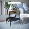 image:imageNathan James 32502 Hugo Wood Nightstand Rustic Accent End or Side Table with Drawer Durable Black Metal Frame amp Leather Hammock GrayBlackGrey