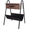 image:imageNathan James 32502 Hugo Wood Nightstand Rustic Accent End or Side Table with Drawer Durable Black Metal Frame amp Leather Hammock GrayBlackGrey