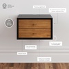image:imageNathan James 32704 Harper MidCentury Oak Wood Nightstand with 2Drawers Small Side End Table with Storage BrownBlackBrown  Floating