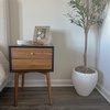 image:imageNathan James 32704 Harper MidCentury Oak Wood Nightstand with 2Drawers Small Side End Table with Storage BrownBlackBrown