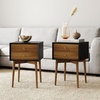 image:imageNathan James 32704 Harper MidCentury Oak Wood Nightstand with 2Drawers Small Side End Table with Storage BrownBlackBrown
