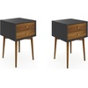 image:imageNathan James 32704 Harper MidCentury Oak Wood Nightstand with 2Drawers Small Side End Table with Storage BrownBlackBrown