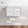 image:imageNathan James 32704 Harper MidCentury Oak Wood Nightstand with 2Drawers Small Side End Table with Storage BrownMatte White  Floating