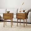 image:imageNathan James 32704 Harper MidCentury Oak Wood Nightstand with 2Drawers Small Side End Table with Storage BrownOak Brown