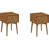 image:imageNathan James 32704 Harper MidCentury Oak Wood Nightstand with 2Drawers Small Side End Table with Storage BrownOak Brown