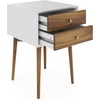 image:imageNathan James 32704 Harper MidCentury Oak Wood Nightstand with 2Drawers Small Side End Table with Storage BrownWhiteBrown