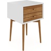 image:imageNathan James 32704 Harper MidCentury Oak Wood Nightstand with 2Drawers Small Side End Table with Storage BrownWhiteBrown
