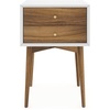 image:imageNathan James 32704 Harper MidCentury Oak Wood Nightstand with 2Drawers Small Side End Table with Storage BrownWhiteBrown
