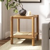 image:imageNathan James 33301 Hayes Solid Wood Nightstand Bedside End or Side Table in Light Brown Wood Finish amp Glass Top with Open Storage Shelf 18 in x 18 in x 22 inLight BrownSeagrass