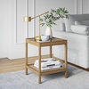 image:imageNathan James 33301 Hayes Solid Wood Nightstand Bedside End or Side Table in Light Brown Wood Finish amp Glass Top with Open Storage Shelf 18 in x 18 in x 22 inLight BrownGlass