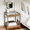 image:imageNathan James 33301 Hayes Solid Wood Nightstand Bedside End or Side Table in Light Brown Wood Finish amp Glass Top with Open Storage Shelf 18 in x 18 in x 22 inLight BrownGlass