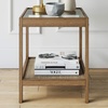 image:imageNathan James 33301 Hayes Solid Wood Nightstand Bedside End or Side Table in Light Brown Wood Finish amp Glass Top with Open Storage Shelf 18 in x 18 in x 22 inLight BrownGlass