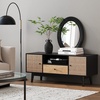 image:imageNathan James 74201 Bonnie Modern TV Stand Entertainment Cabinet Console with a Natural Wood Finish with Storage Doors for Living Media Room with Drawer Black OakRattan