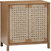 image:imageNathan James Aerie Rustic Wood Cabinet Boho Living Room Storage Cabinet with Seagrass Door Panels and Solid Wood Legs Light Brown