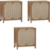 image:imageNathan James Aerie Rustic Wood TV Stand Boho Living Room Storage Cabinet with Seagrass Door Panels and Solid Wood Legs Light Brown Set of 3