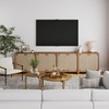 image:imageNathan James Aerie Rustic Wood TV Stand Boho Living Room Storage Cabinet with Seagrass Door Panels and Solid Wood Legs Light Brown Set of 4