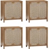 image:imageNathan James Aerie Rustic Wood TV Stand Boho Living Room Storage Cabinet with Seagrass Door Panels and Solid Wood Legs Light Brown Set of 4