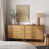 image:imageNathan James Andrew 3Drawer Rattan Dresser or Boheminan Living Room Storage Cabinet with Natural Rattan Accent and Metal Legs Light OakBlackHarper Brown