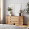 image:imageNathan James Andrew 3Drawer Rattan Dresser or Boheminan Living Room Storage Cabinet with Natural Rattan Accent and Metal Legs Light OakBlackIris Raw Oak