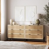 image:imageNathan James Andrew 3Drawer Rattan Dresser or Boheminan Living Room Storage Cabinet with Natural Rattan Accent and Metal Legs Light OakBlackLight BrownBlack
