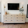 image:imageNathan James Andrew 3Drawer Rattan Dresser or Boheminan Living Room Storage Cabinet with Natural Rattan Accent and Metal Legs Light OakBlackLight BrownBlack