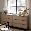 image:imageNathan James Andrew 3Drawer Rattan Dresser or Boheminan Living Room Storage Cabinet with Natural Rattan Accent and Metal Legs Light OakBlackLight BrownBlack