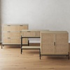 image:imageNathan James Andrew 3Drawer Rattan Dresser or Boheminan Living Room Storage Cabinet with Natural Rattan Accent and Metal Legs Light OakBlackLight BrownBlack