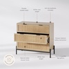 image:imageNathan James Andrew 3Drawer Rattan Dresser or Boheminan Living Room Storage Cabinet with Natural Rattan Accent and Metal Legs Light OakBlackLight BrownBlack