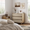 image:imageNathan James Andrew 3Drawer Rattan Dresser or Boheminan Living Room Storage Cabinet with Natural Rattan Accent and Metal Legs Light OakBlackLight BrownSeagrass