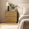 image:imageNathan James Ashen Mid Century Modern Geometric Wood Nightstand 2 Drawer Nightstand with Carved Accent and Solid Wood Frame Light Brown