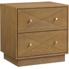 image:imageNathan James Ashen Mid Century Modern Geometric Wood Nightstand 2 Drawer Nightstand with Carved Accent and Solid Wood Frame Light Brown