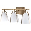 image:imageNathan James Aubrey 3Lights Farmhouse Wall Light Fixture Bathroom Vanity Light with Brass Metal Frame and Gold and White Cage Shades for Bathroom and Vanity Gold BrassWhiteGold BrassWhite