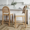 image:imageNathan James Bailey Upholstered Rattan Bar Stool in Oak Finish Frame Counter Height Stool with Natural Rattan Woven Back For Kitchen Island Brown Set of 4BrownWhite
