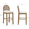 image:imageNathan James Bailey Upholstered Rattan Bar Stool in Oak Finish Frame Counter Height Stool with Natural Rattan Woven Back For Kitchen Island Brown Set of 4BrownWhite