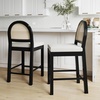 image:imageNathan James Bailey Upholstered Rattan Bar Stool in Oak Finish Frame Counter Height Stool with Natural Rattan Woven Back For Kitchen Island Brown Set of 4BlackWhite